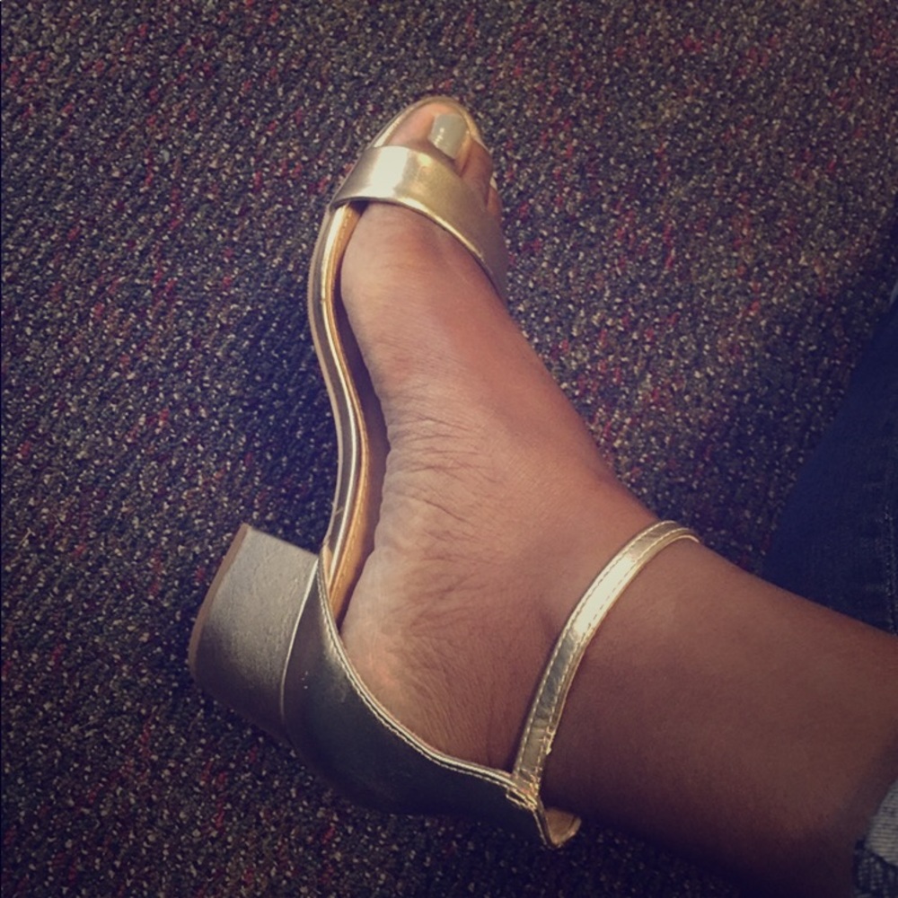 Gold Block Heel NWT